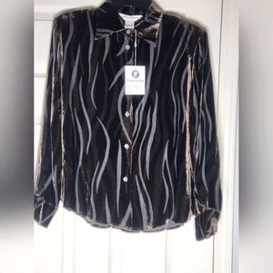 Paolo Santini velvet Brown and Black Button Down Shirt